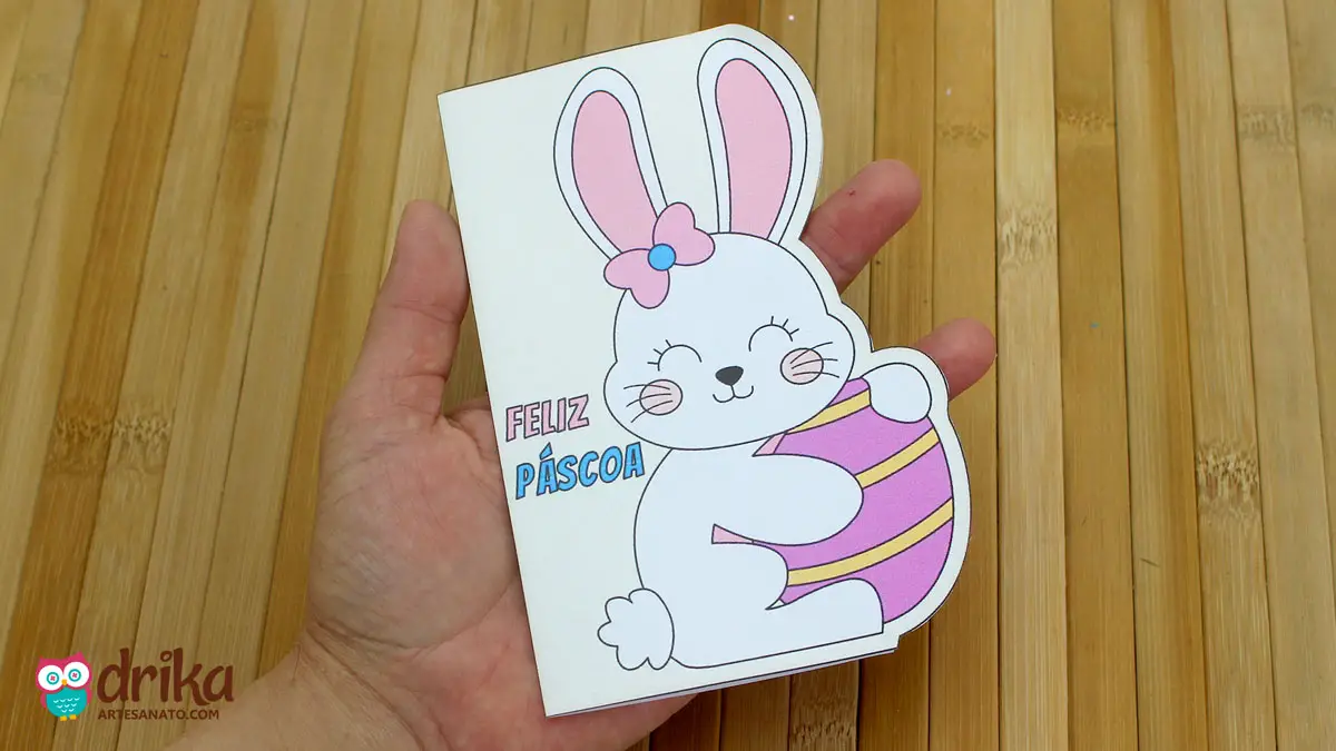 Cartão Feliz Páscoa com Coelha para Imprimir
