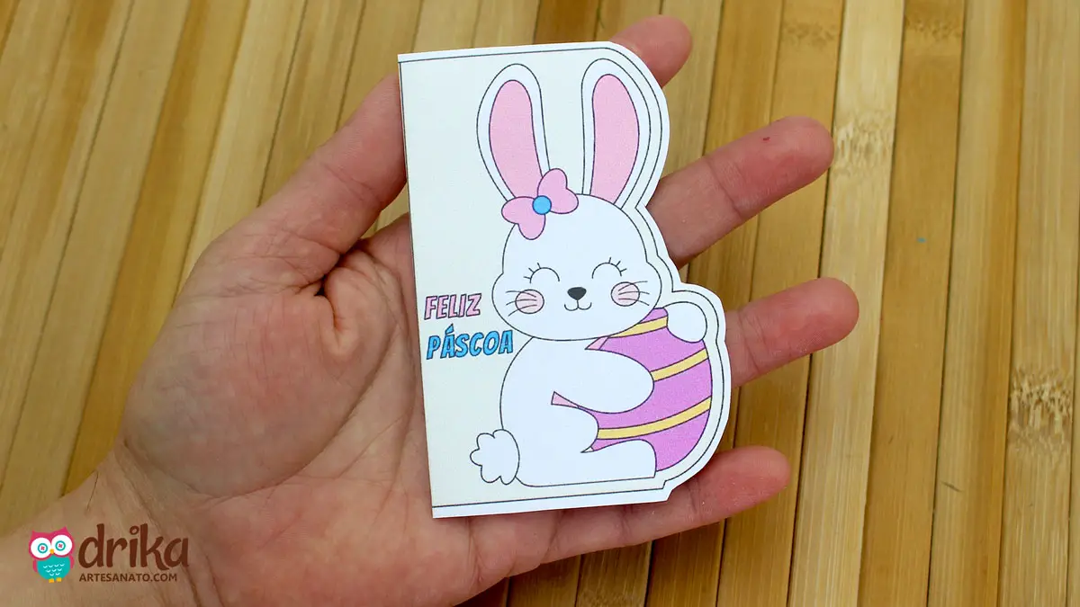 Cartão Feliz Páscoa com Coelha para Imprimir