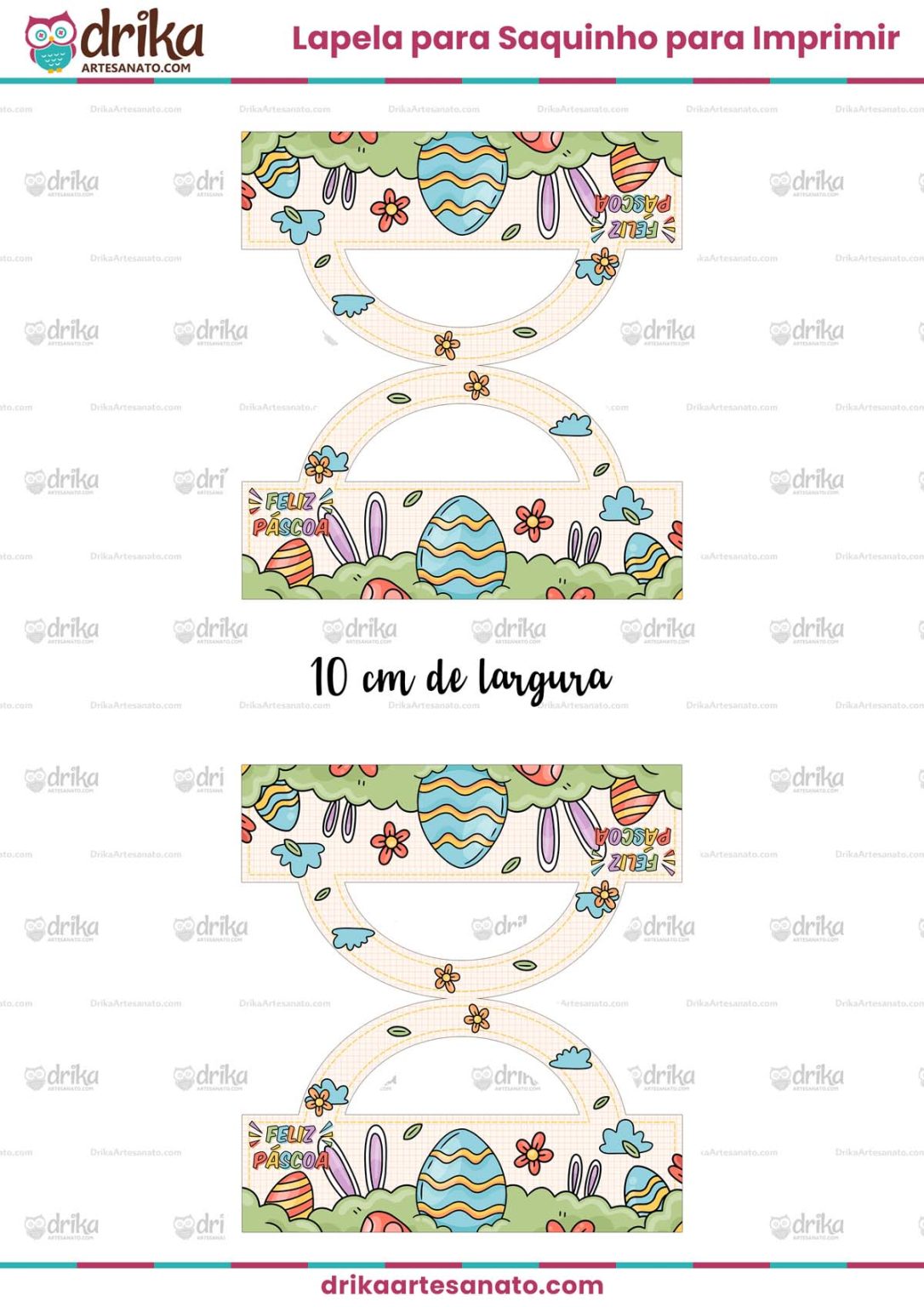 Molde de Lapela de Páscoa para Saquinho para Imprimir Grátis!