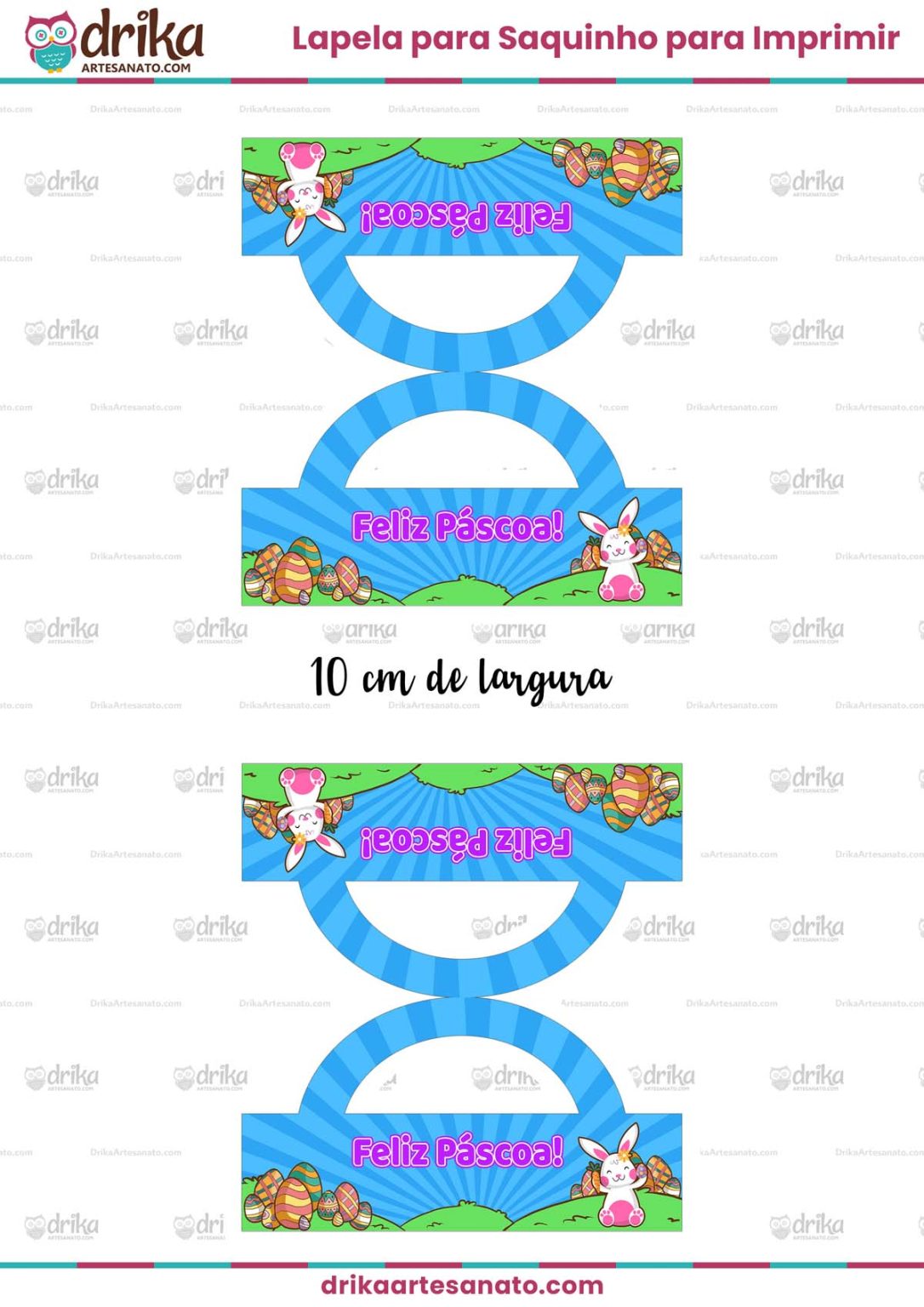 Molde de Lapela de Páscoa para Saquinho para Imprimir Grátis!