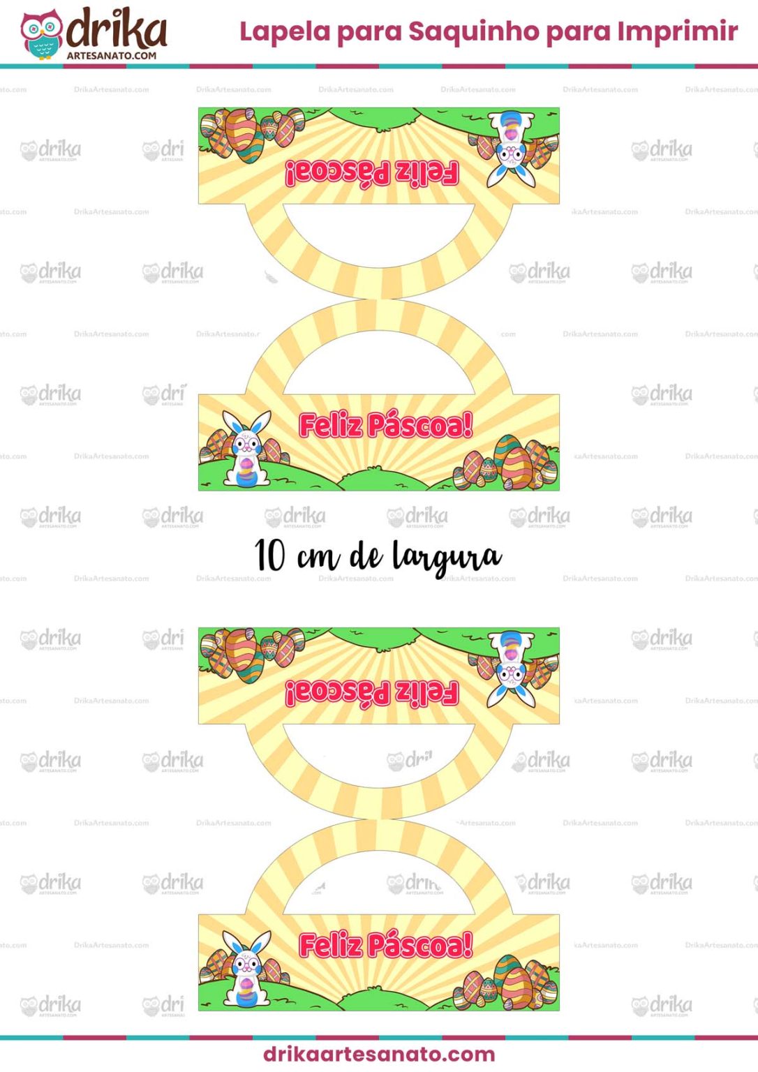 Molde de Lapela de Páscoa para Saquinho para Imprimir Grátis!