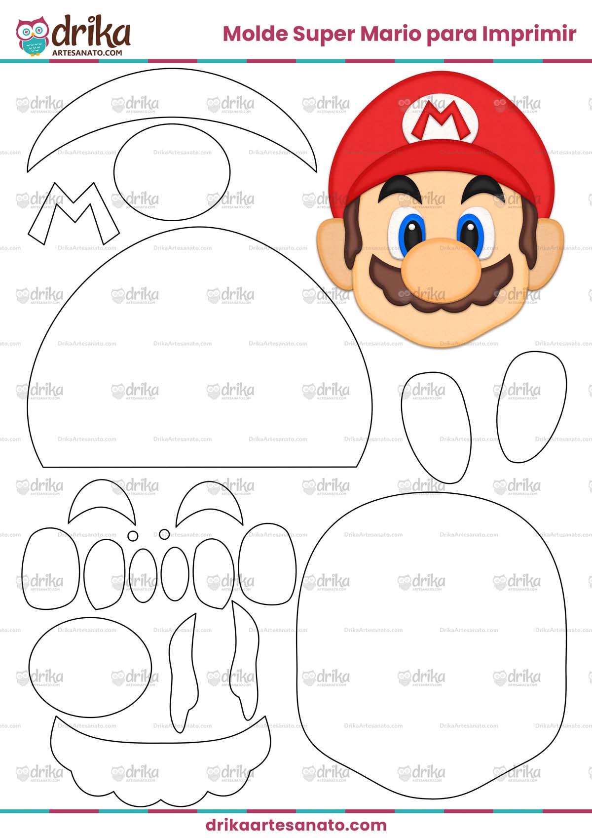 Molde do Super Mario para Imprimir Grátis em PDF