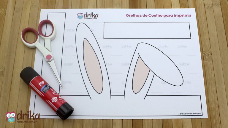 Molde de Orelhas de Coelho para Imprimir Grátis em PDF