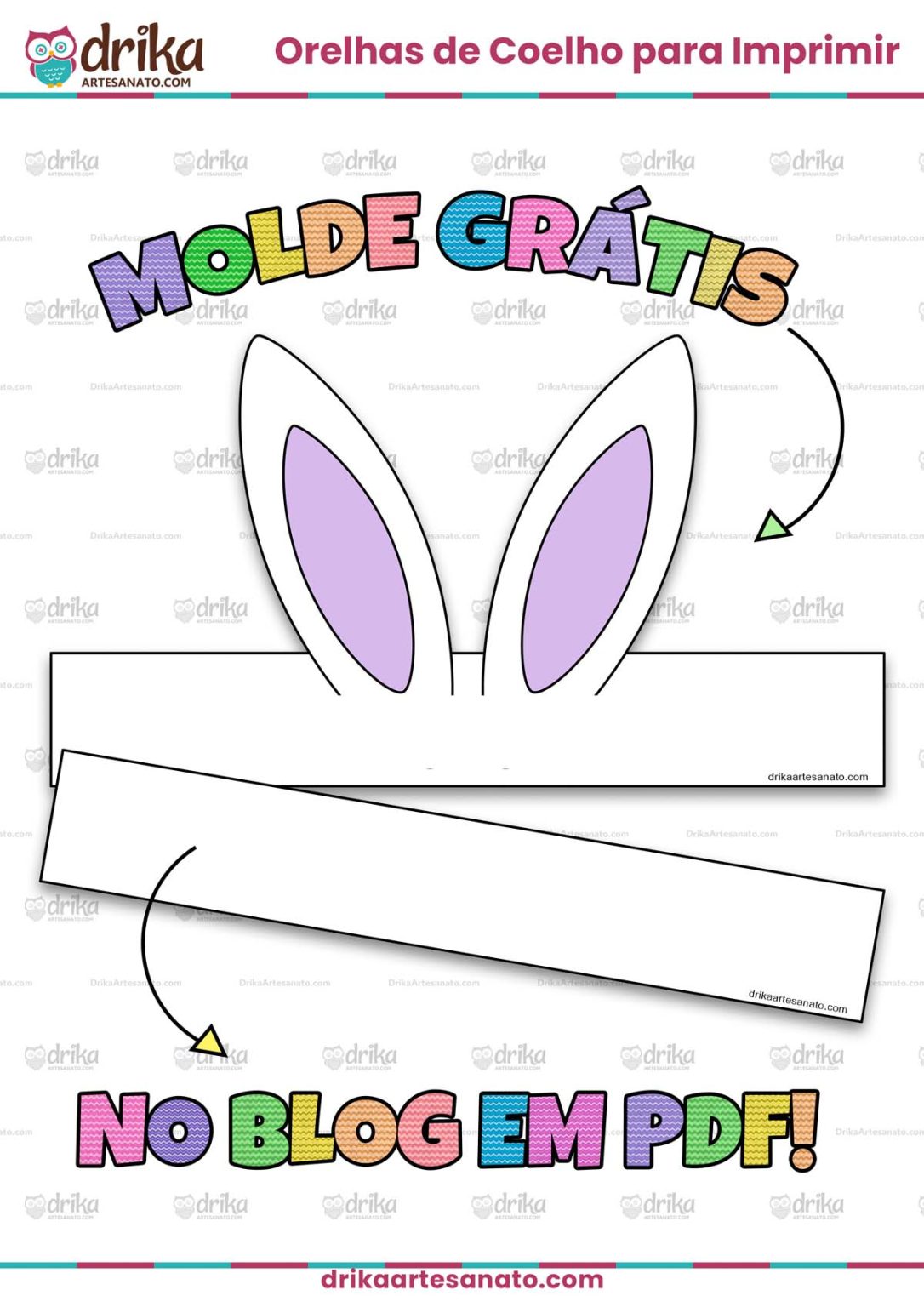 Molde de Orelhas de Coelho para Imprimir Grátis em PDF