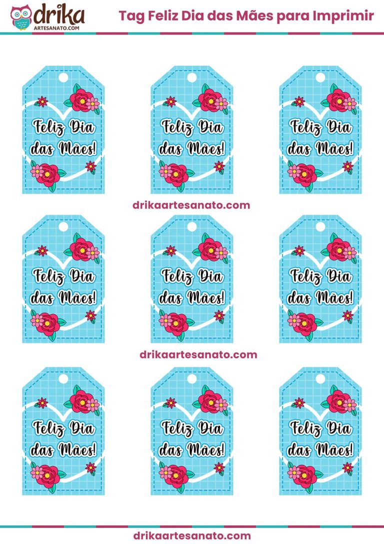 Tag Feliz Dia das Mães para Imprimir Grátis em PDF: Várias Cores