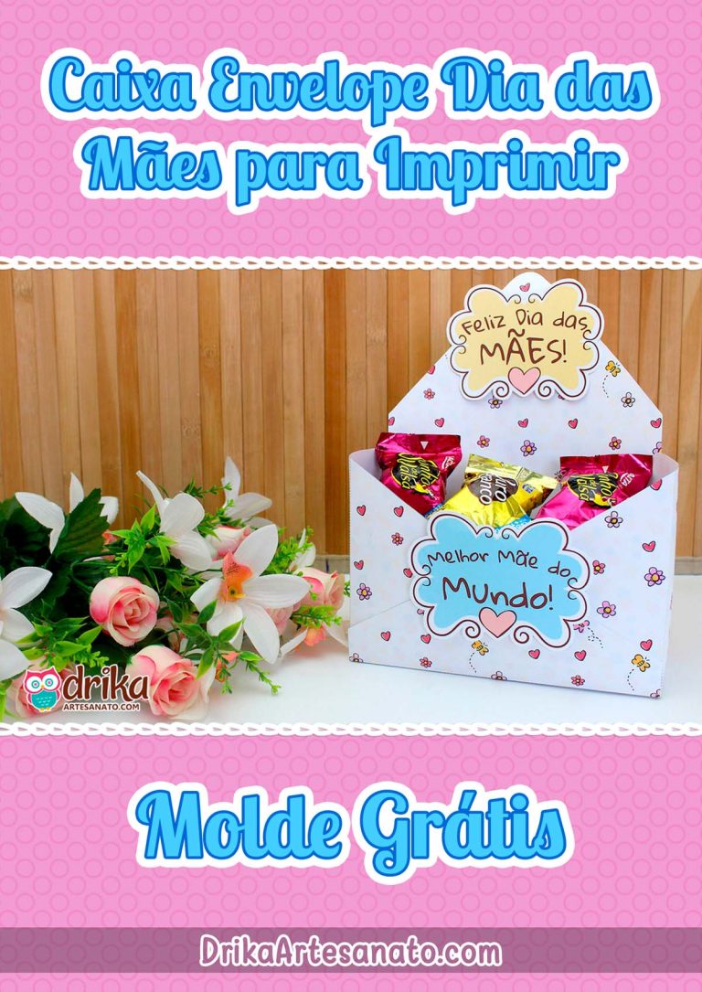 Molde de Caixa Envelope Dia das Mães para Imprimir Grátis