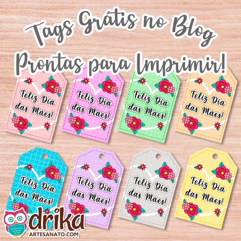 Tag Feliz Dia das Mães para Imprimir Grátis em PDF: Várias Cores