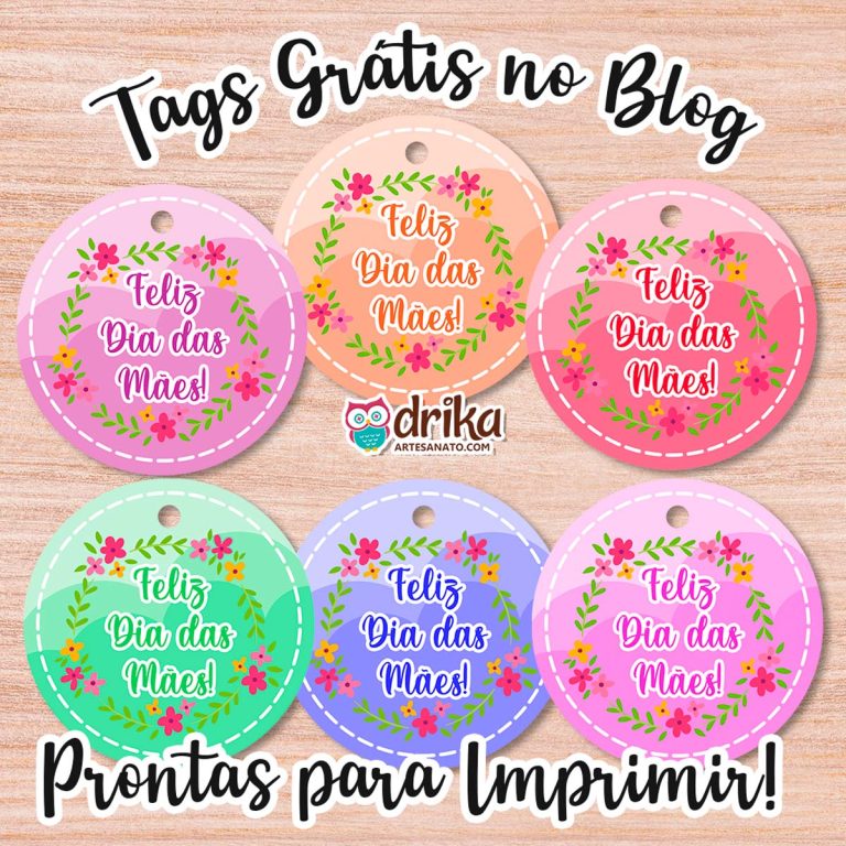Tag Redonda Feliz Dia das Mães para Imprimir Grátis em PDF!