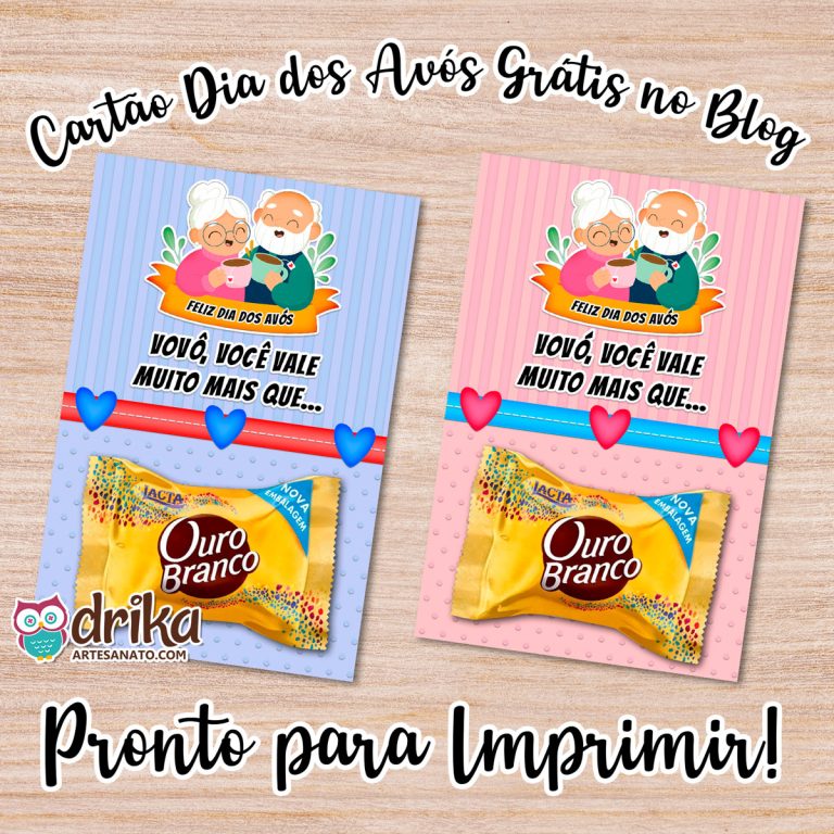 Cartão Ouro Branco Dia dos Avós para Imprimir Grátis em PDF
