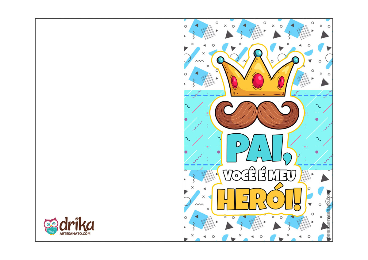 Cartão de Dia dos Pais para Imprimir: Pai, você é meu Herói!