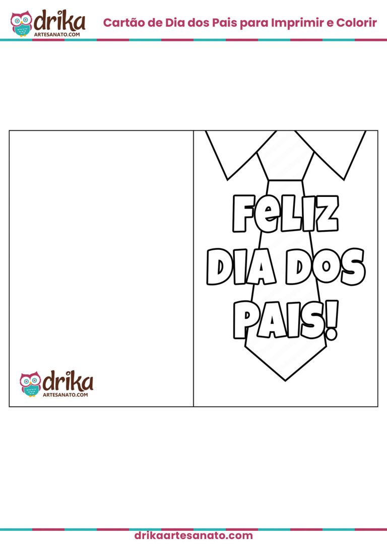 Cartão de Dia dos Pais para Imprimir e Colorir: 10 Modelos Lindos