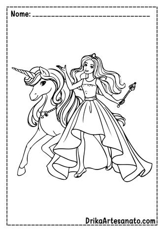Desenhos Para Pintar e Colorir Barbie Princesa - Imprimir Desenho 024