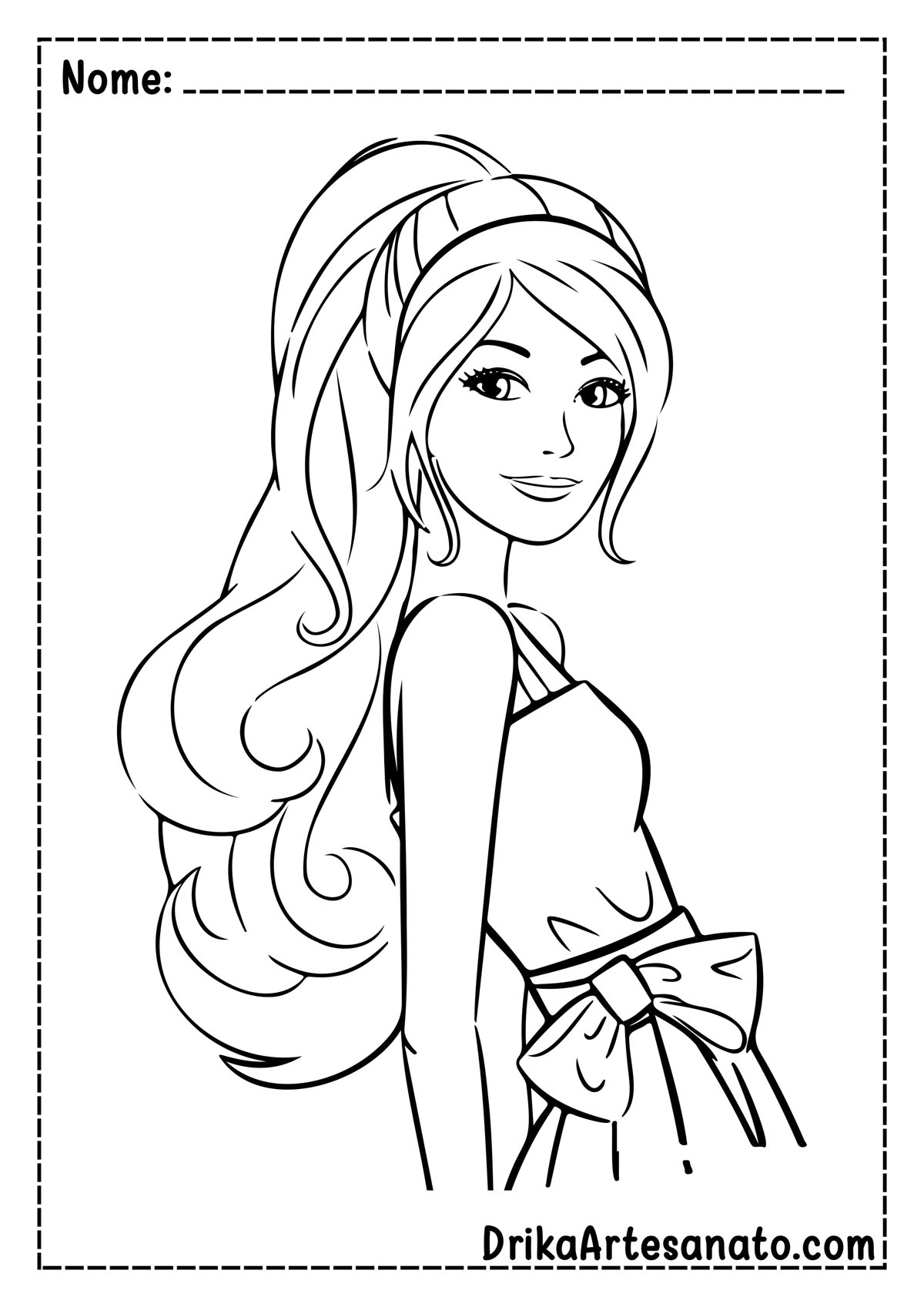 Desenho da Barbie Girl para Colorir e Imprimir