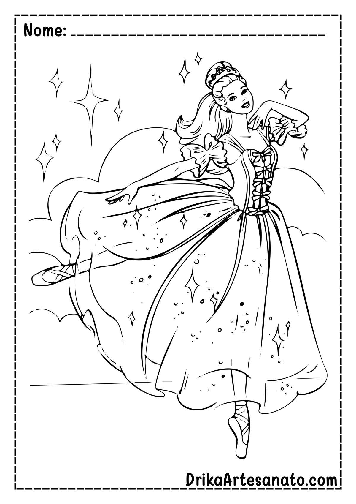 Desenho da Barbie Bailarina para Colorir