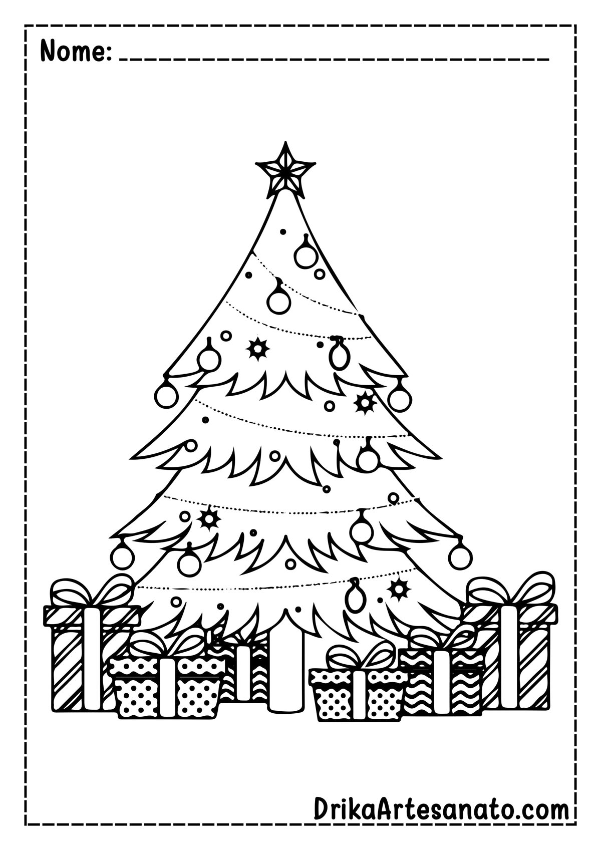Desenho de Árvore de Natal com Pisca Pisca para Colorir