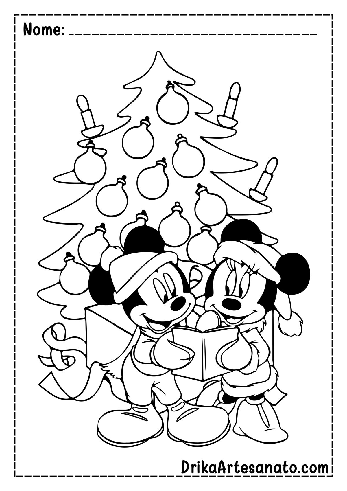 Desenho de Árvore de Natal do Mickey para Colorir