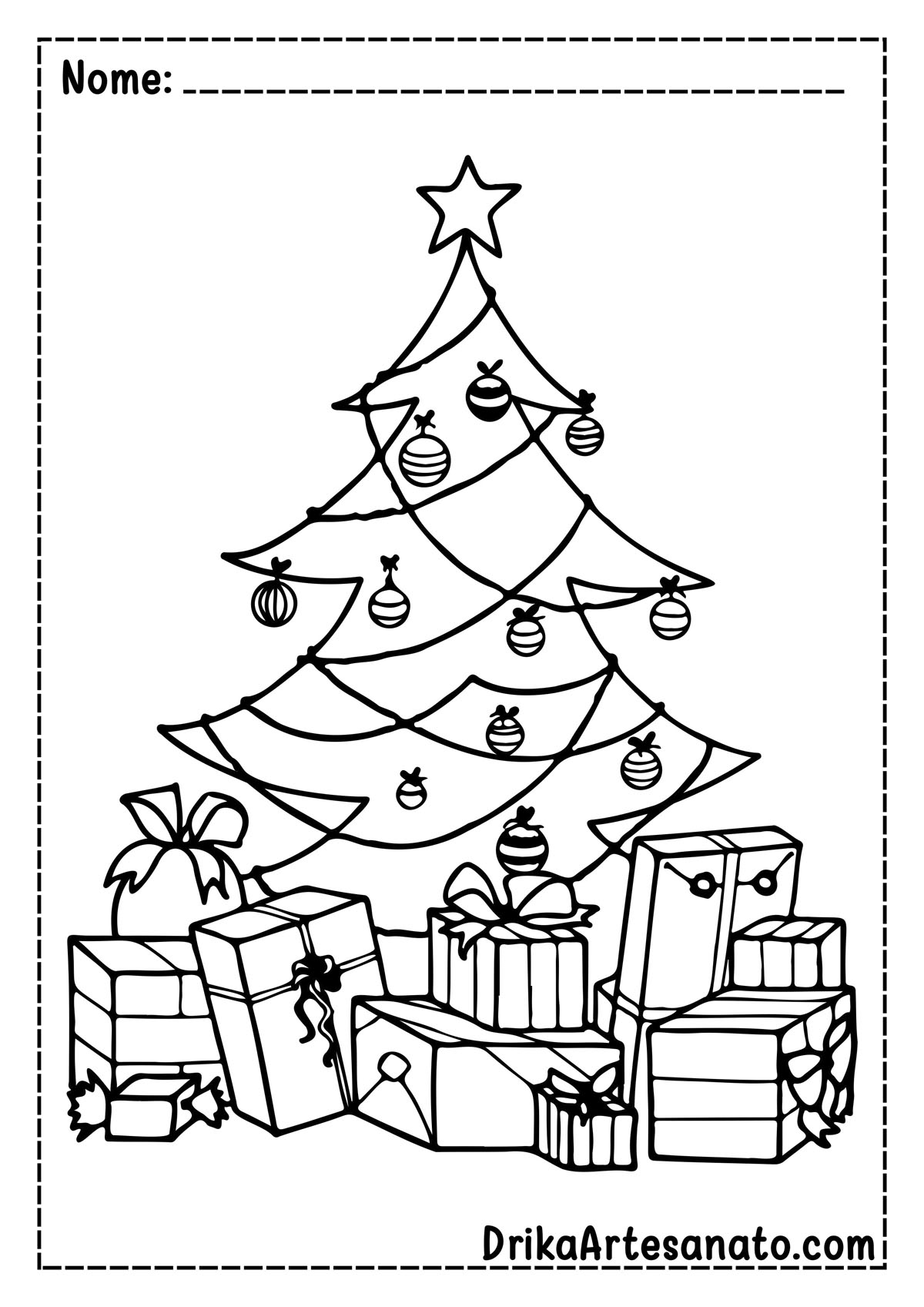 Desenho de Árvore de Natal com Pisca Pisca para Colorir