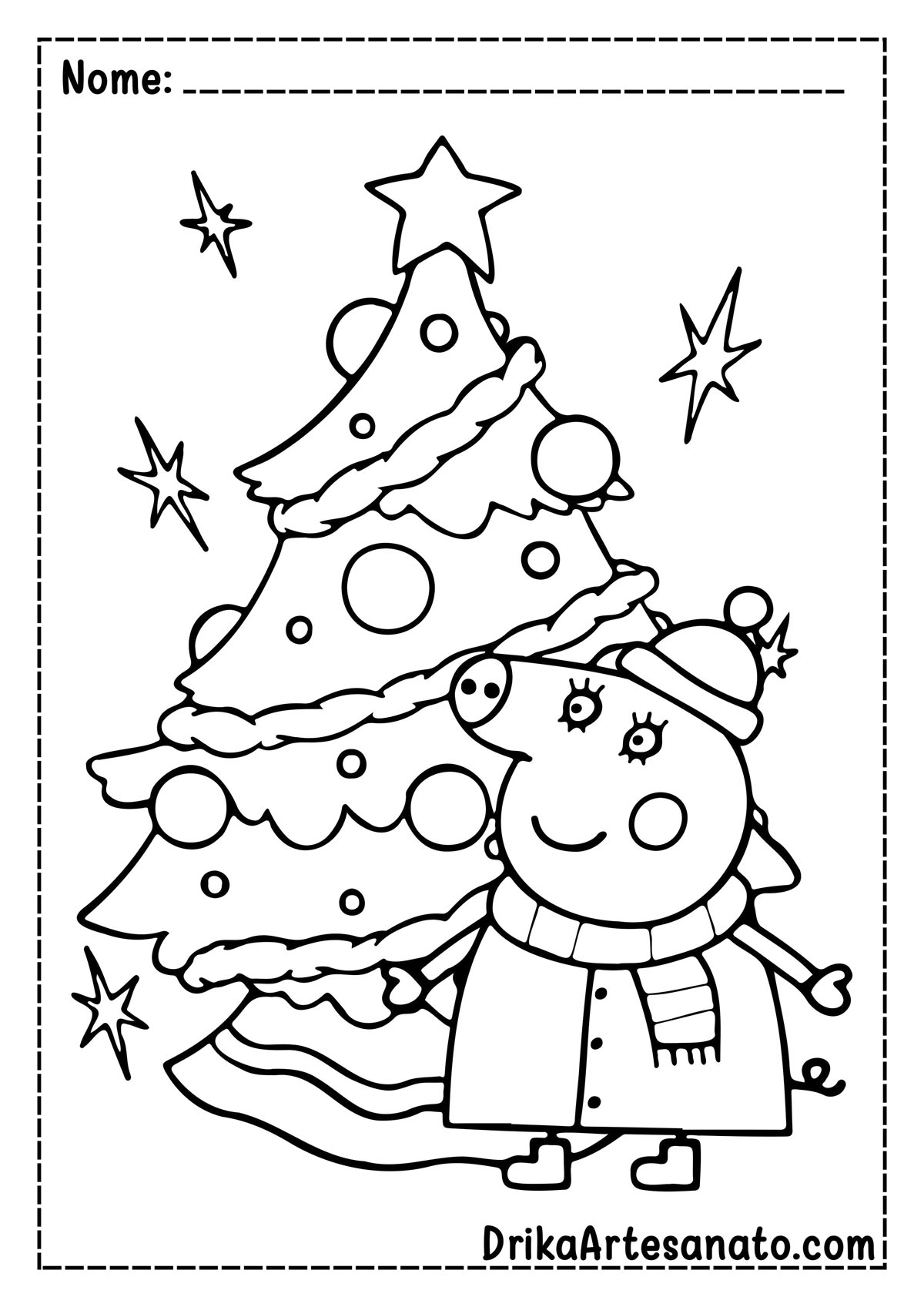 Desenho de Árvore de Natal da Peppa Pig para Colorir