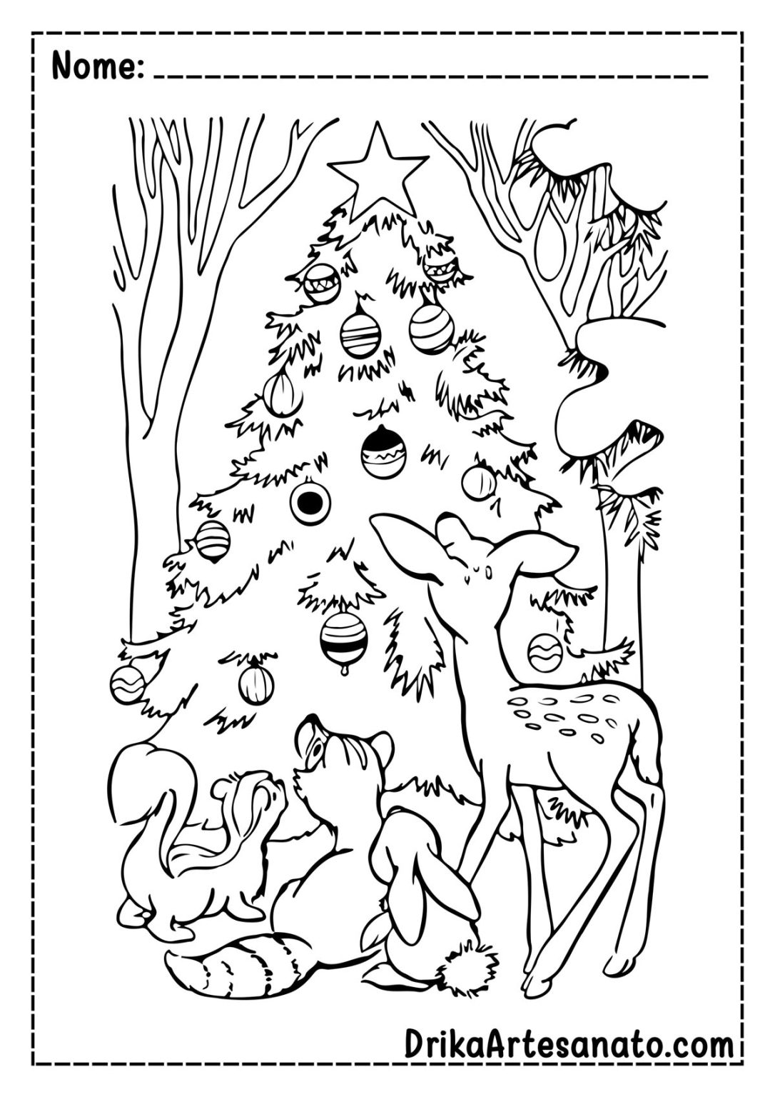 50 Desenhos de Árvore de Natal para Colorir Grátis em PDF