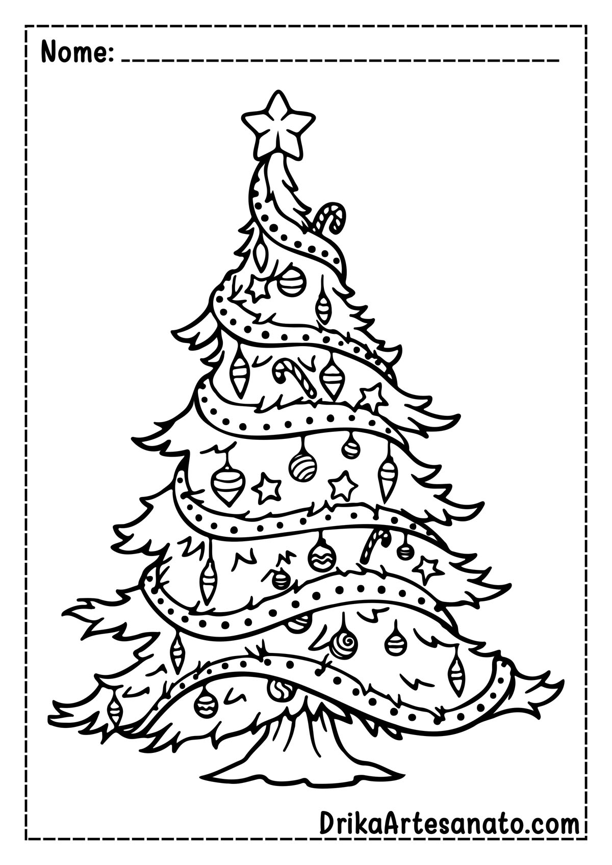 Desenho de Árvore de Natal Enfeitada para Colorir