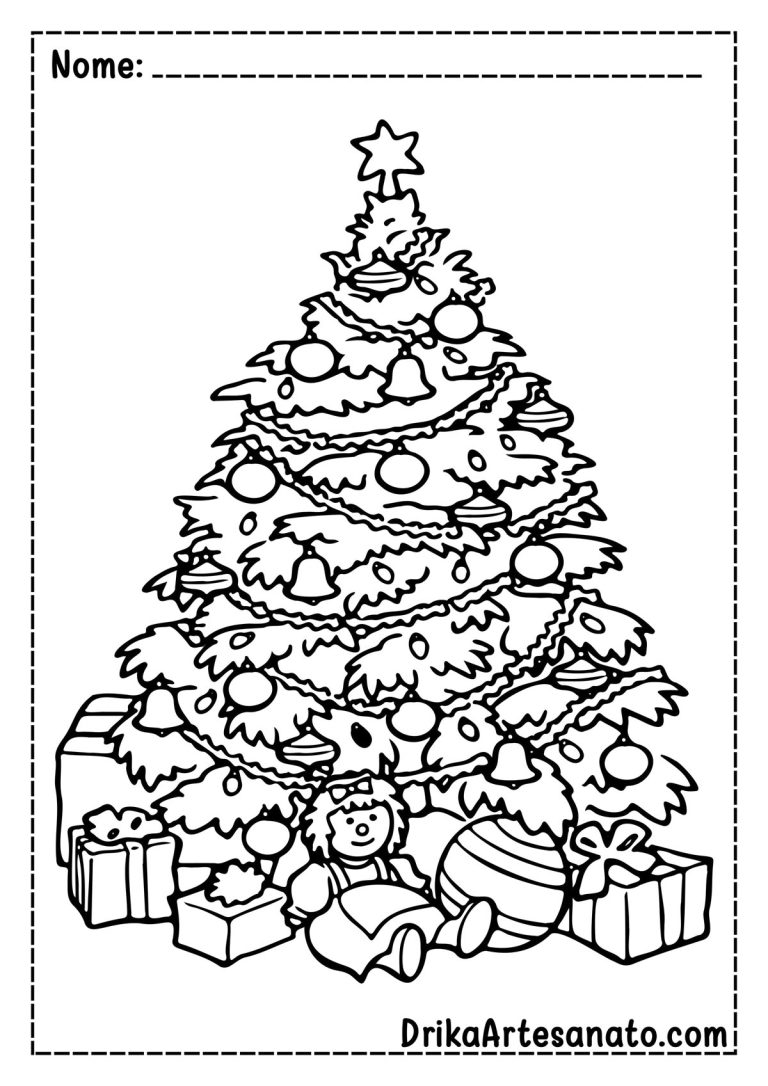50 Desenhos de Árvore de Natal para Colorir Grátis em PDF