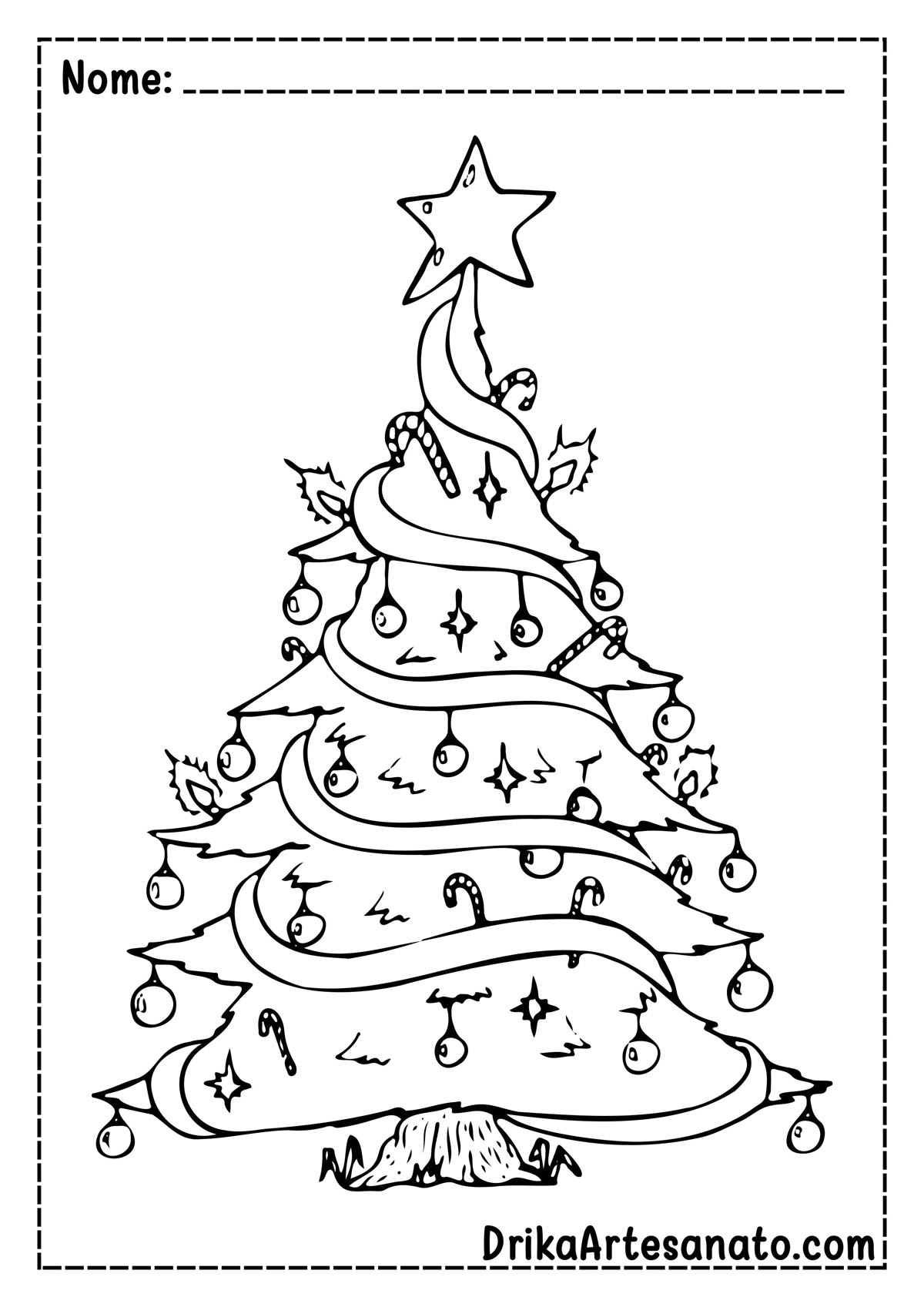 Desenho de Árvore de Natal para Imprimir e Pintar