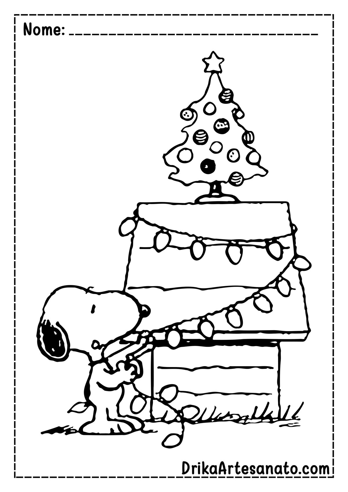 Desenho de Árvore de Natal do Snoopy para Colorir
