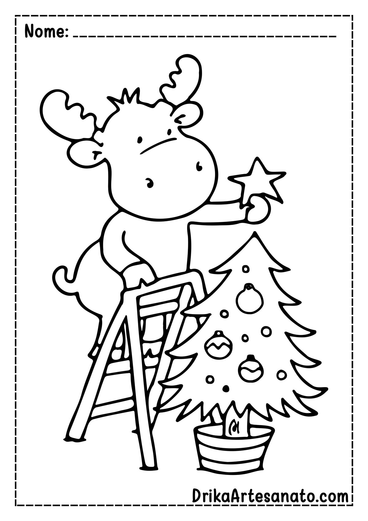 Desenho de Árvore de Natal para Imprimir e Pintar