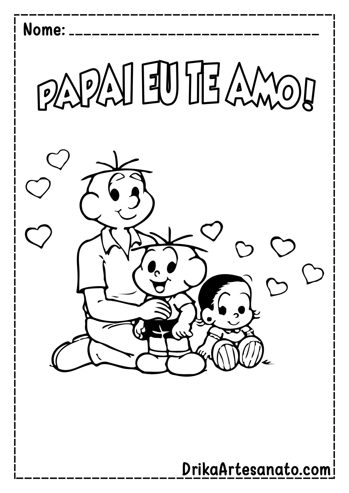 Desenho de Dia dos Pais para Colorir da Turma da Mônica