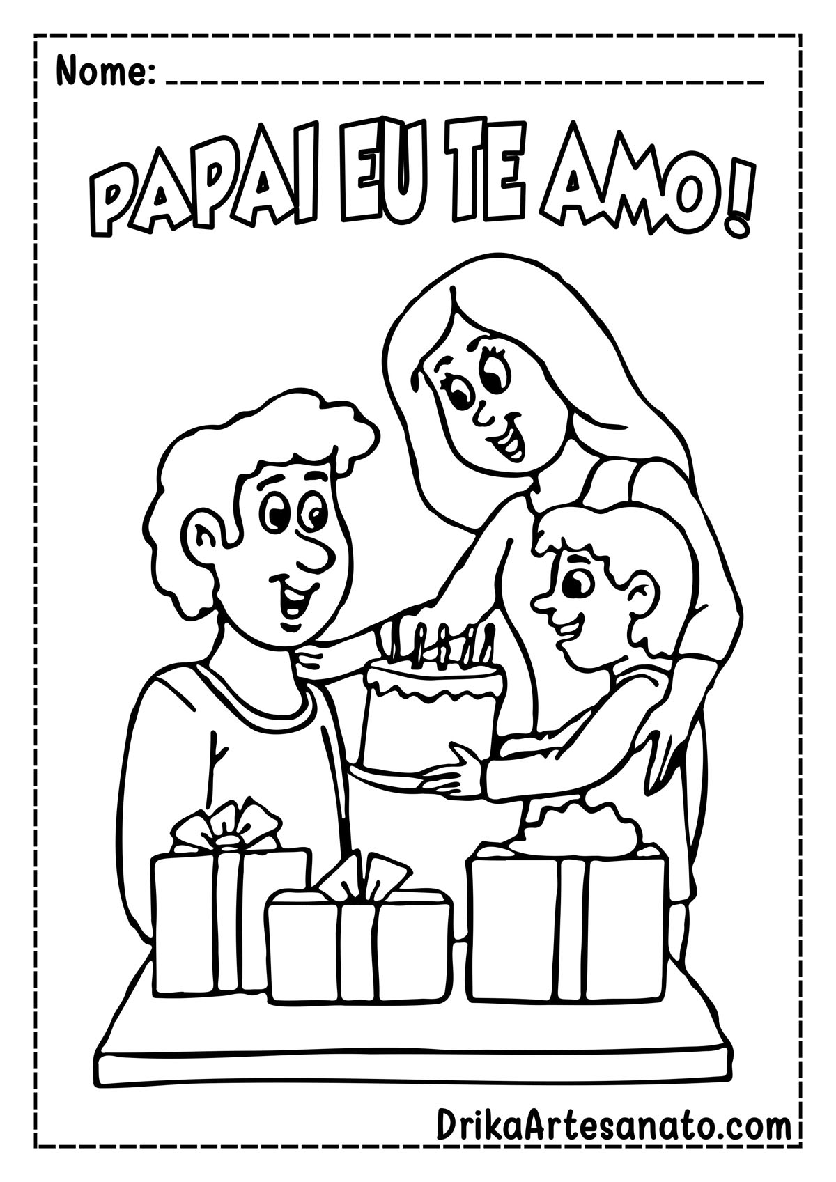 Desenho de Dia dos Pais para Imprimir e Colorir