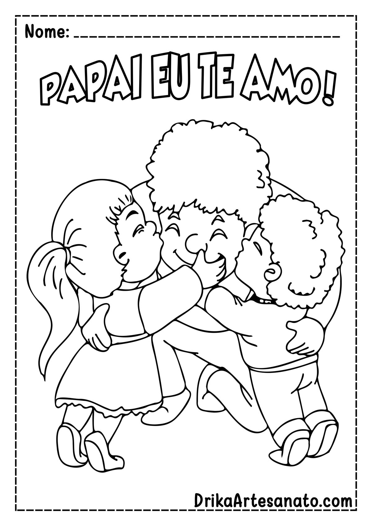 Desenho de Dia dos Pais para Colorir 2 filhos