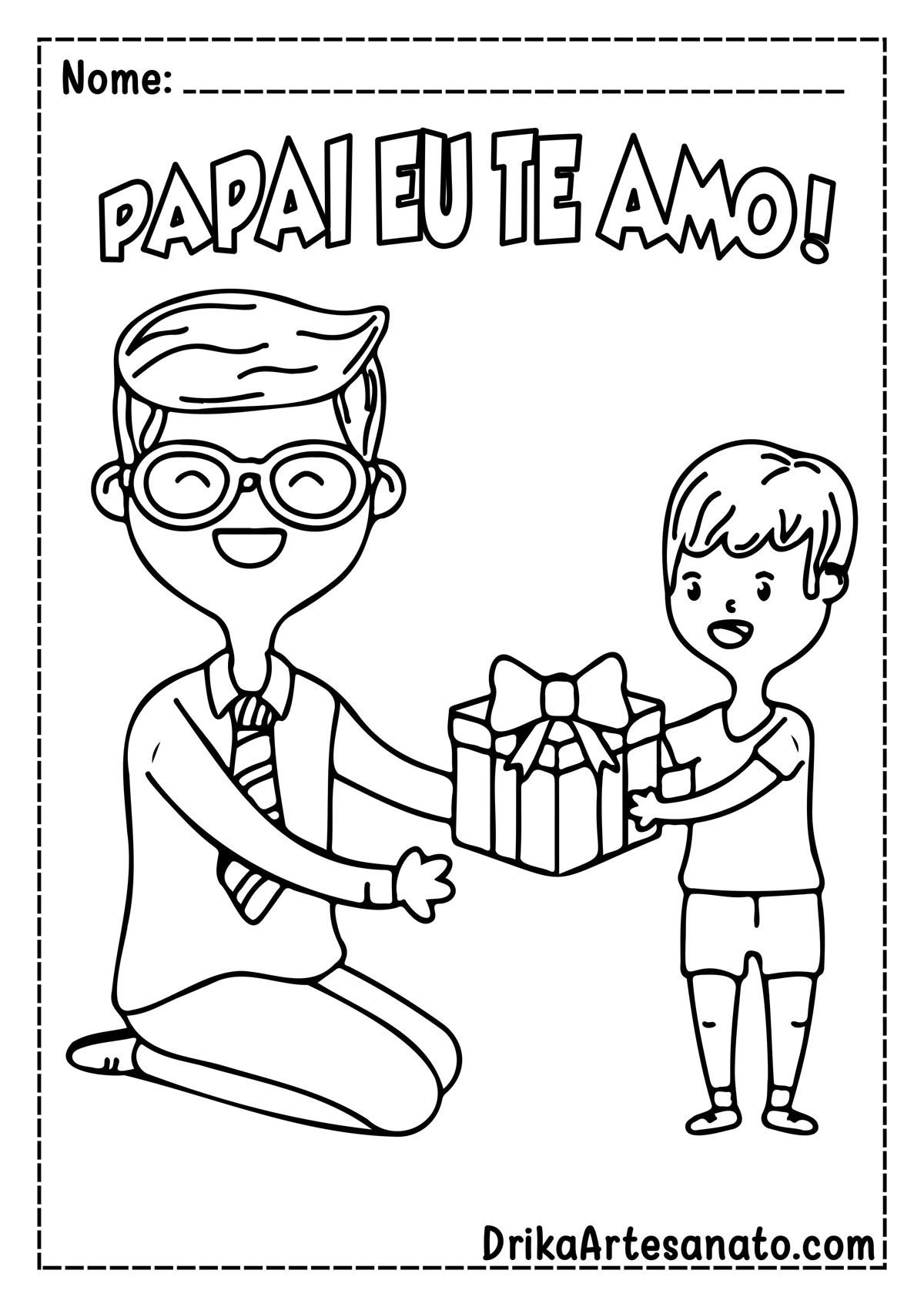 Desenho de Dia dos Pais para Imprimir e Colorir