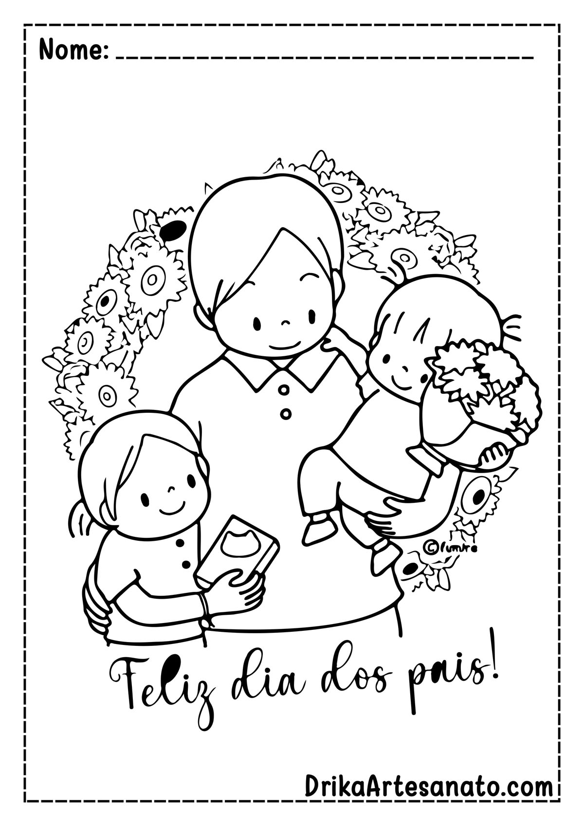 Desenho de Dia dos Pais com Mensagem