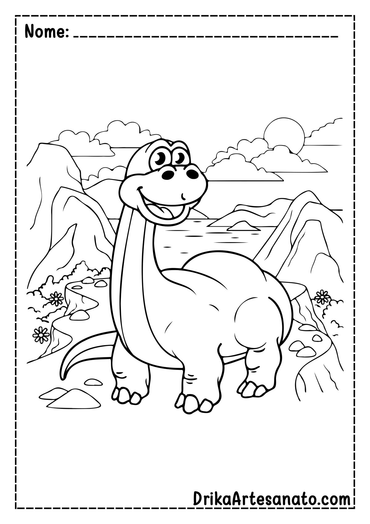 Desenho de Dinossauro para Imprimir e Colorir
