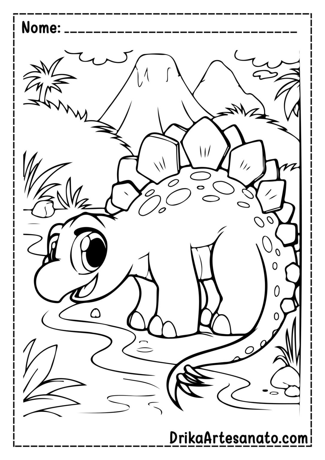 50 Desenhos de Dinossauros para Colorir Grátis em PDF
