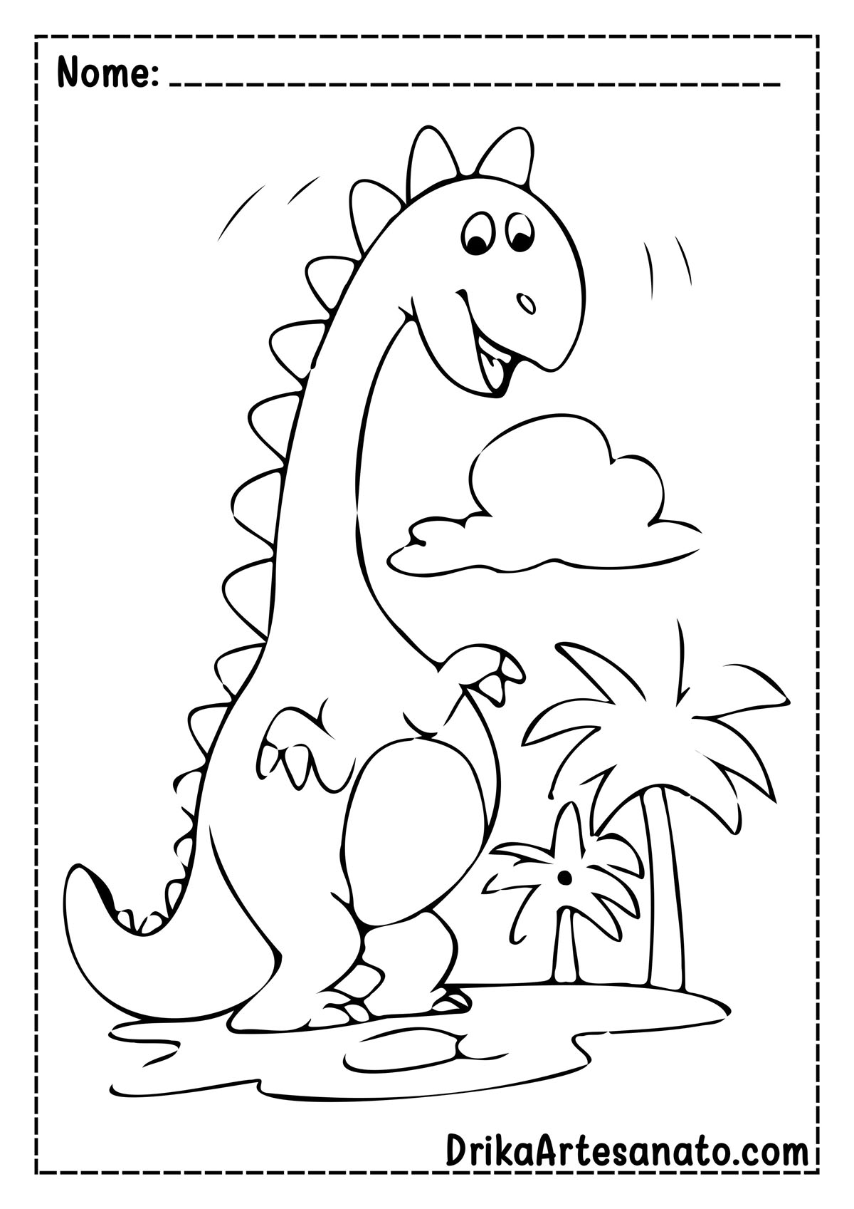 Desenho de Dinossauro para Pintar e Imprimir
