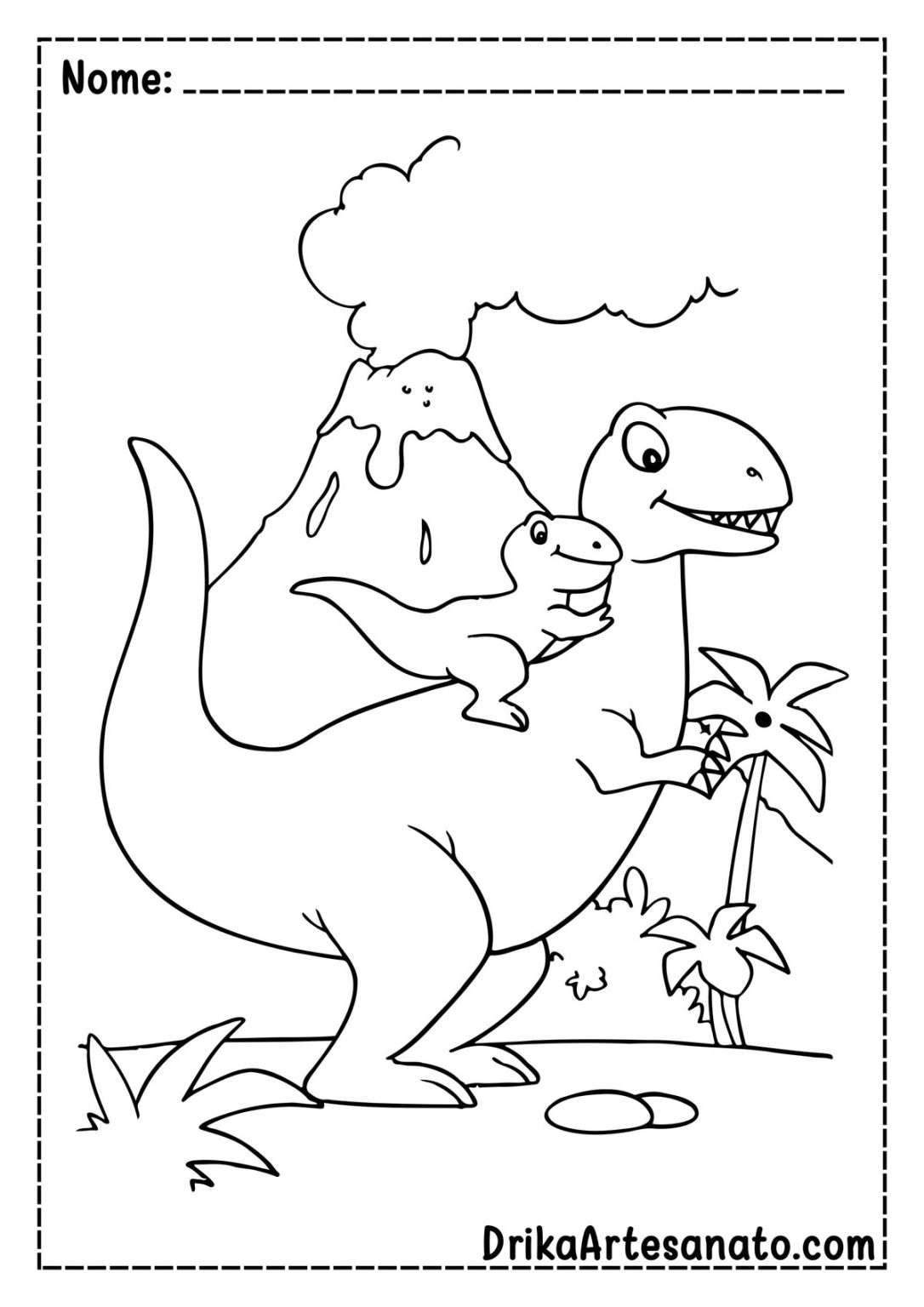 50 Desenhos de Dinossauros para Colorir Grátis em PDF