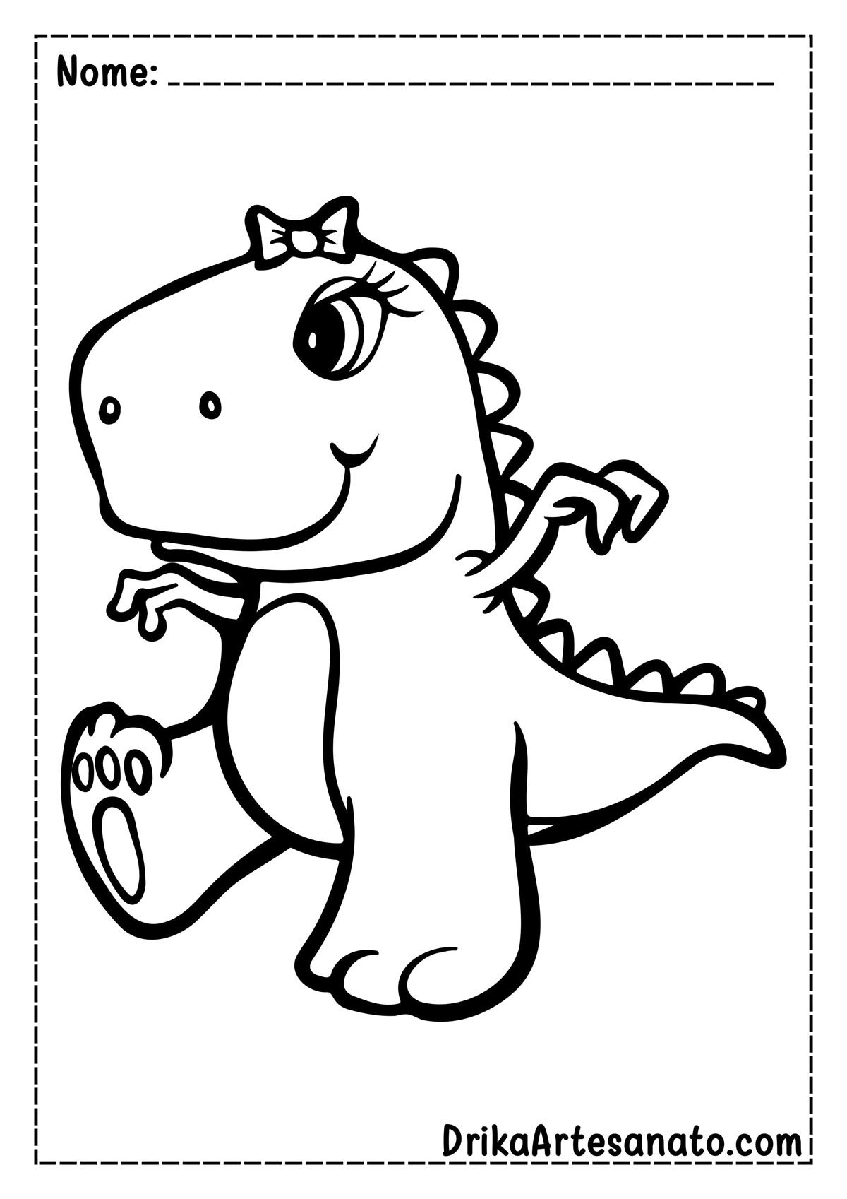 Desenho de Dinossauro para Imprimir e Pintar