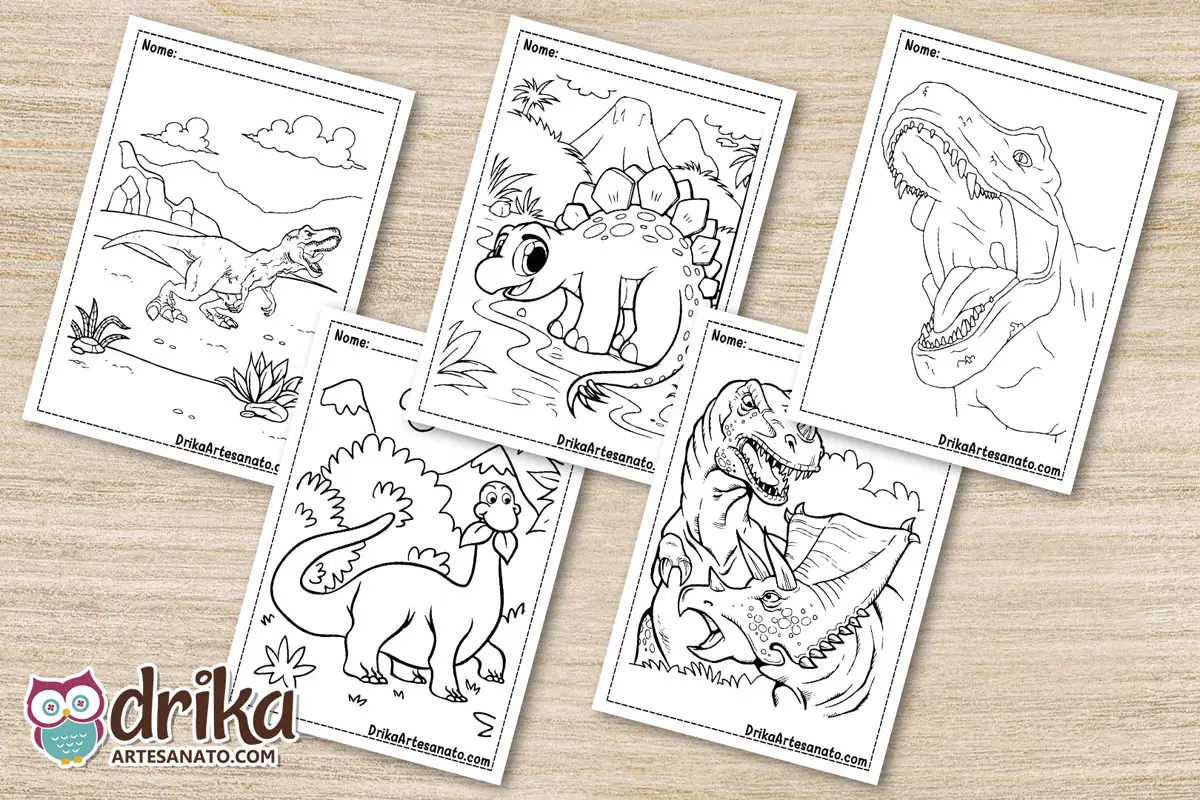 Desenho de Dinossauro para Colorir - Artesanato Passo a Passo!