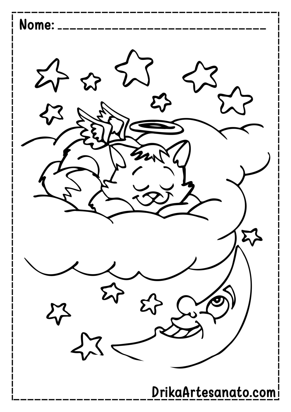 Desenho de Gato Dormindo para Imprimir