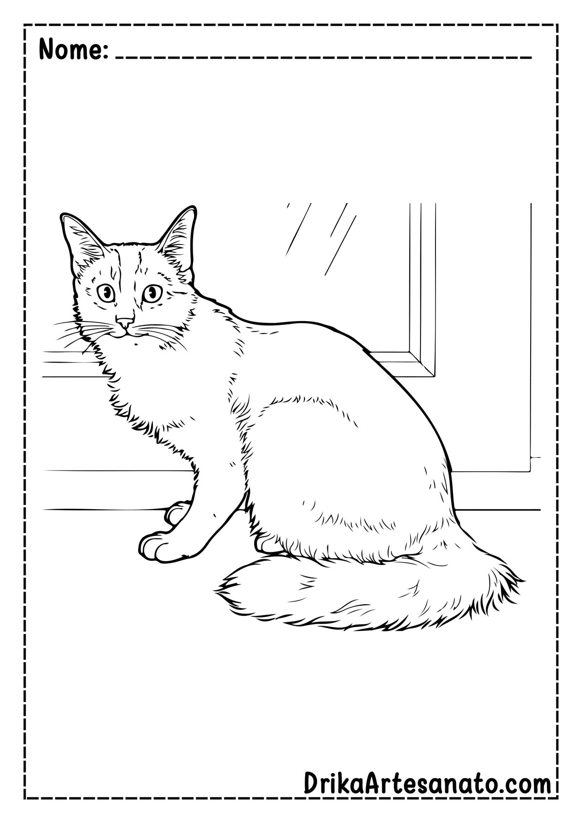 Desenho de Gato Realista para Colorir