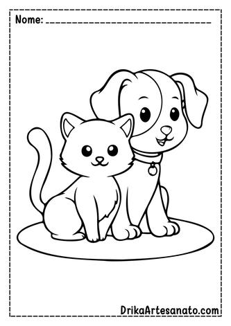 Desenho Para Colorir gato com filhote - Imagens Grátis Para