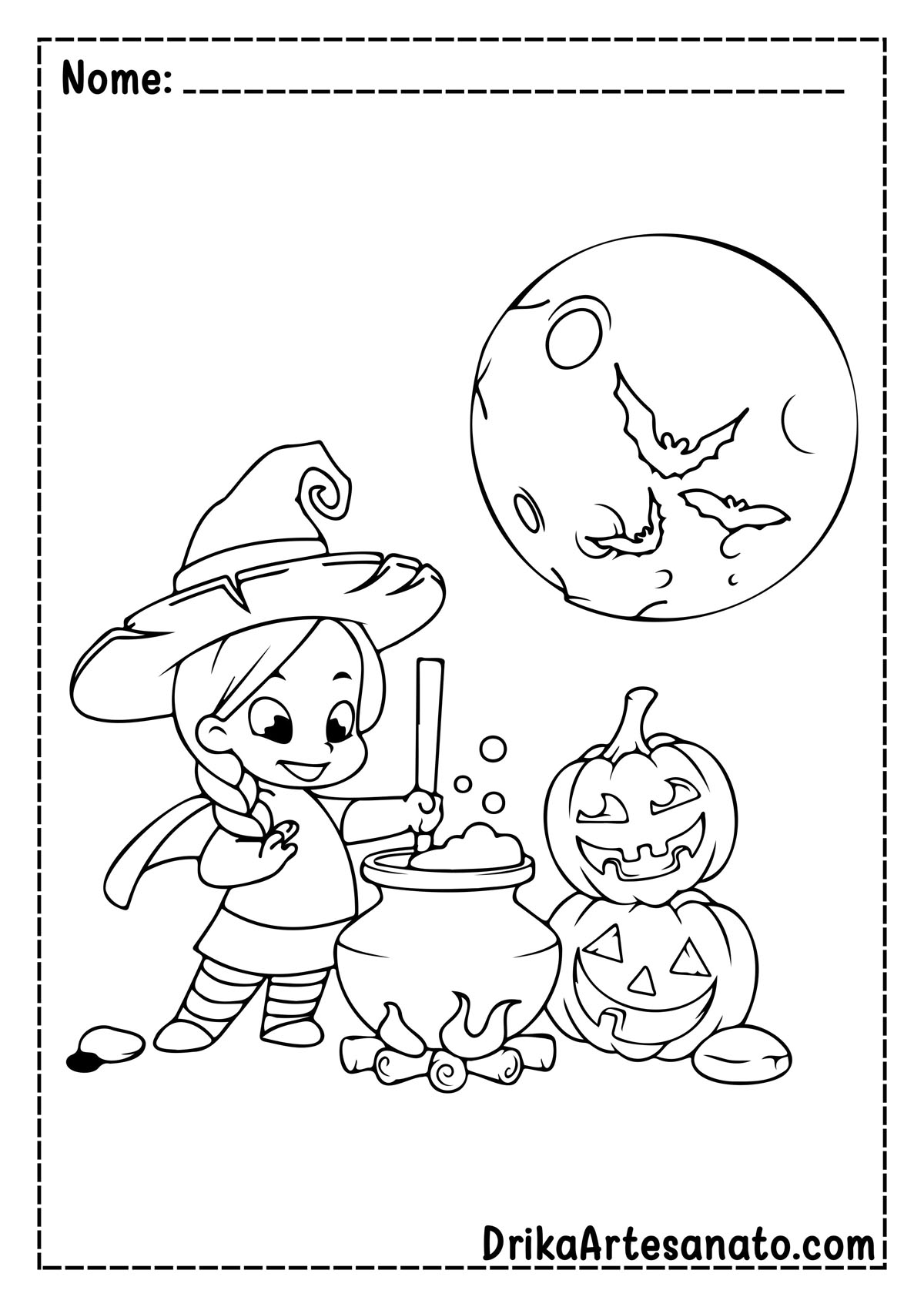 Desenho de Halloween de Bruxa para Colorir