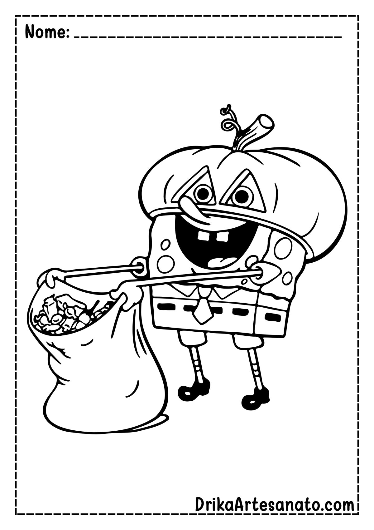 Desenho de Halloween do Bob Esponja para Pintar