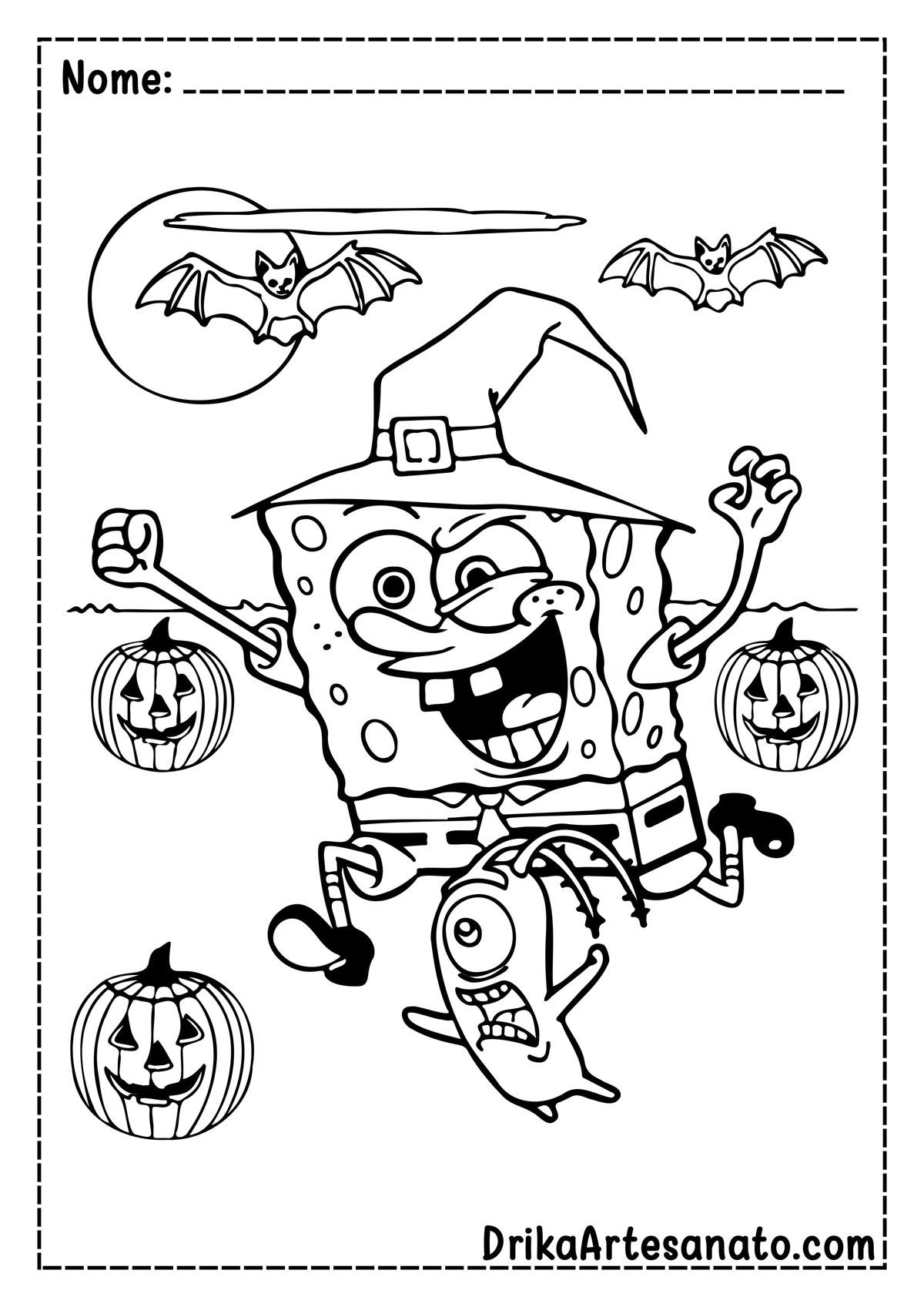 Desenho de Halloween do Bob Esponja para Imprimir