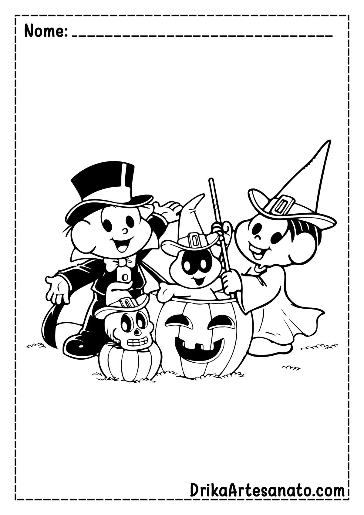 Desenho de Halloween da Turma da Mônica para Colorir