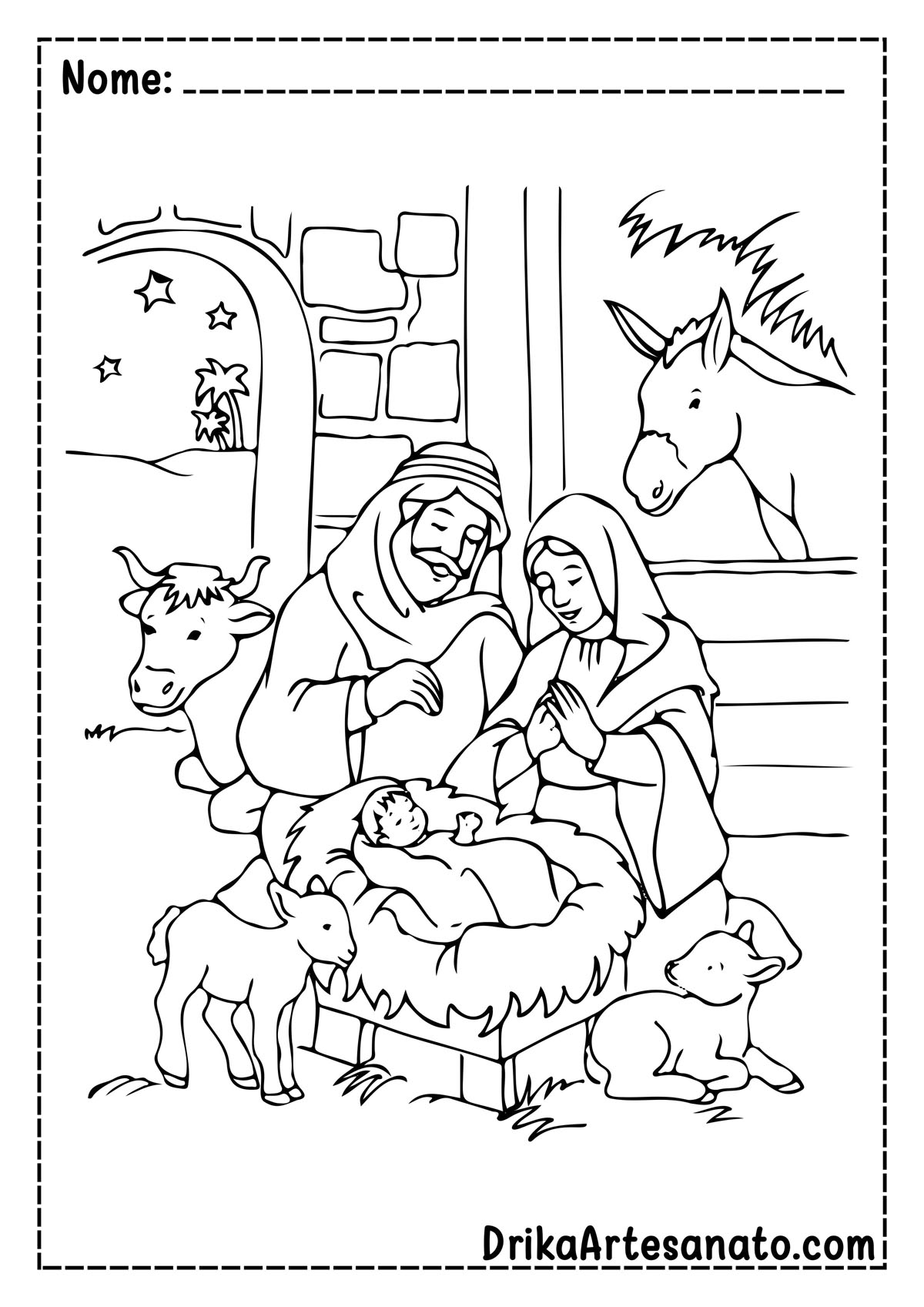 Desenho de Natal Cristão para Colorir