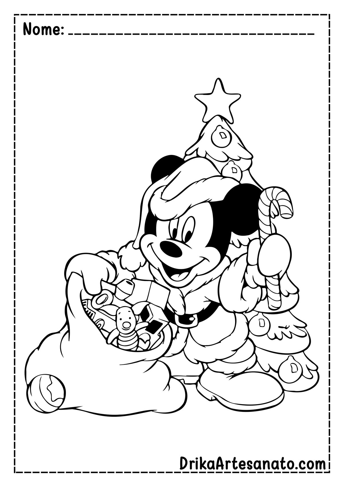 Desenho de Natal do Mickey para Colorir