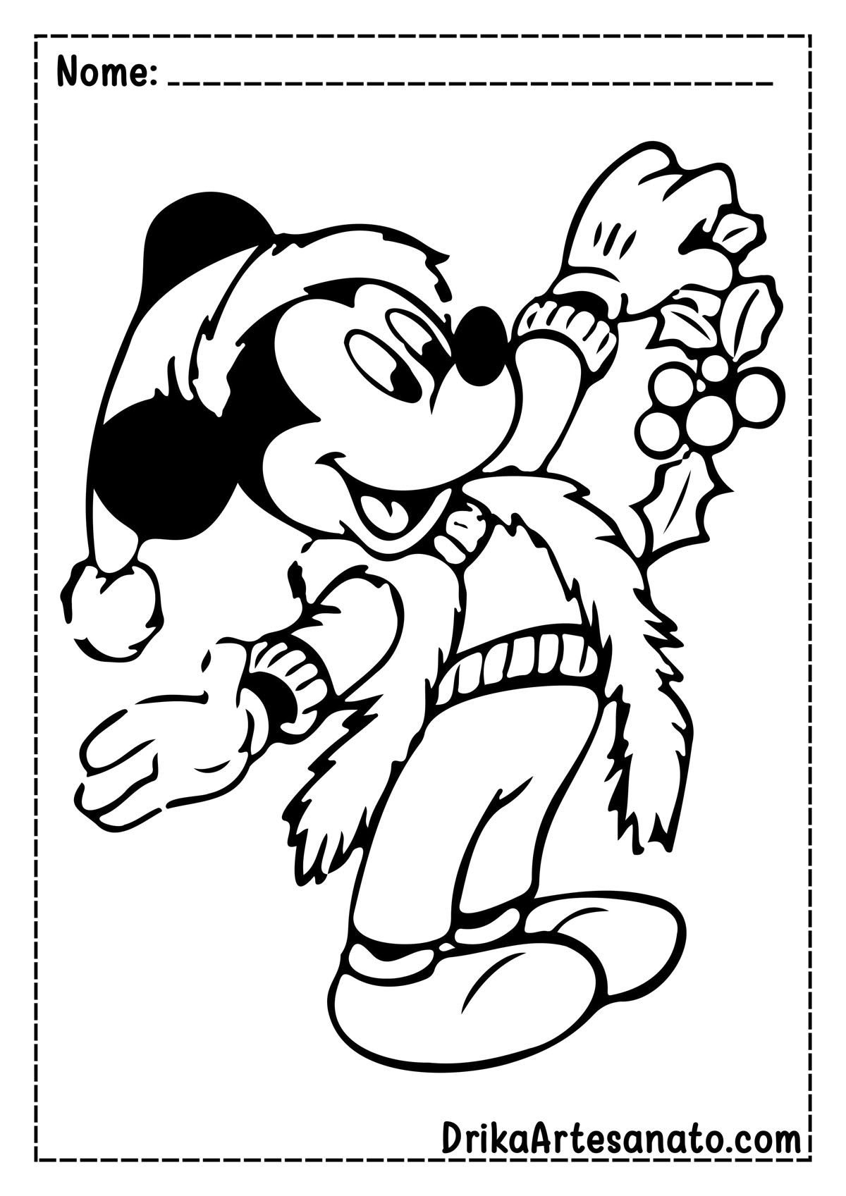 Desenho de Natal do Mickey para Colorir e Imprimir