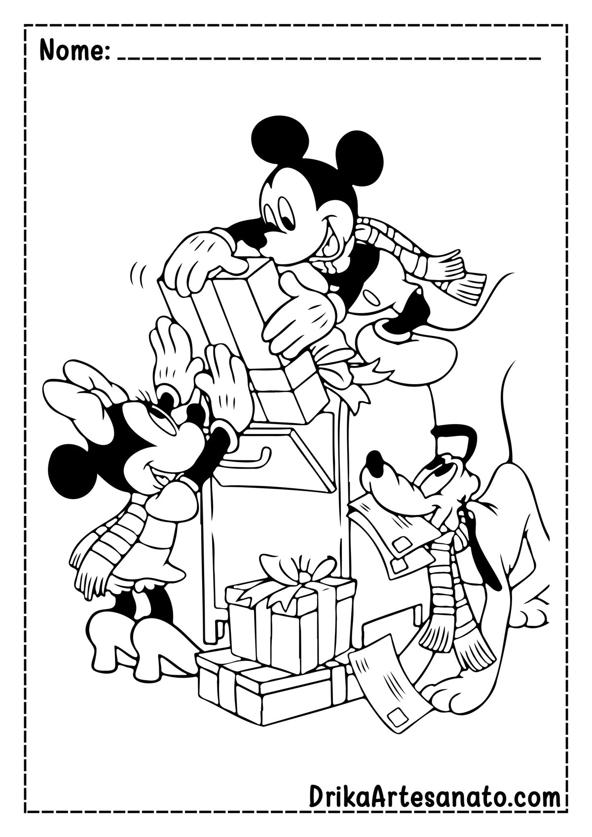 Desenho de Natal do Mickey para Colorir